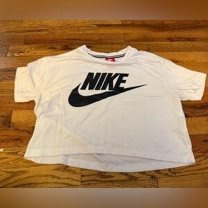 Nike  White and Black Logo Crop Tee
